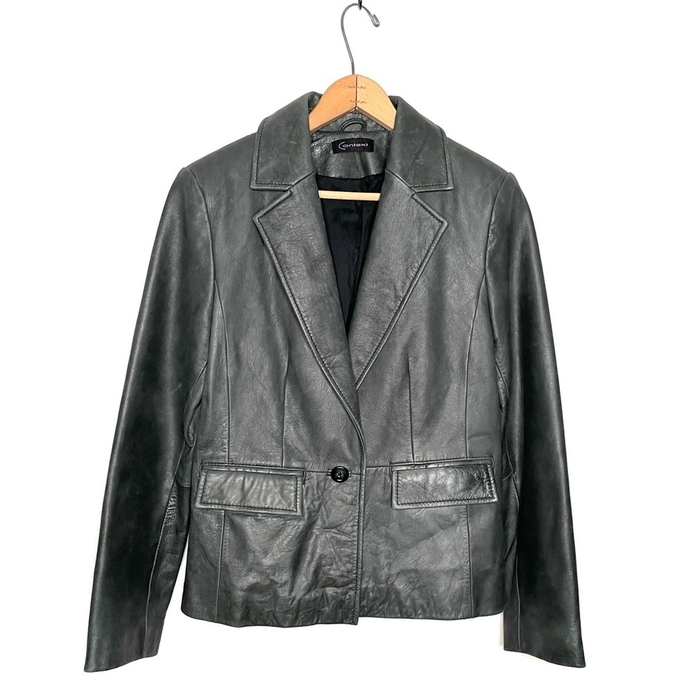 Context | Dark Gray Fitted Leather Blazer